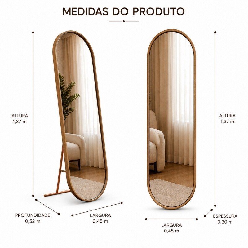 Toucador Alamanda Espelho Oval Castanho/Bronze - JB Bechara - Imagem 4